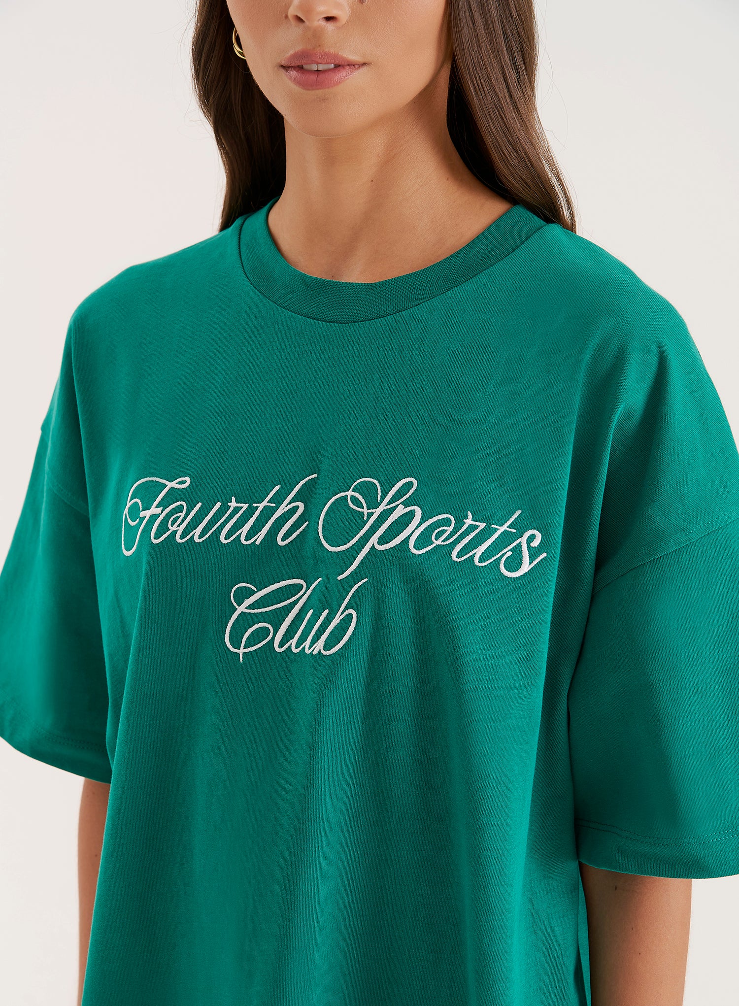Green Sports Club Slogan Oversized T-Shirt